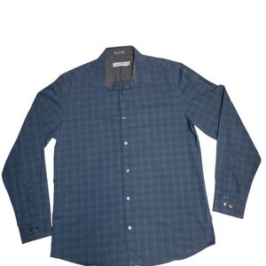 Calvin Klein Men's Slim Fit Long‎ Sleeve Button Down Dress Shirts Navy Blue Sz M